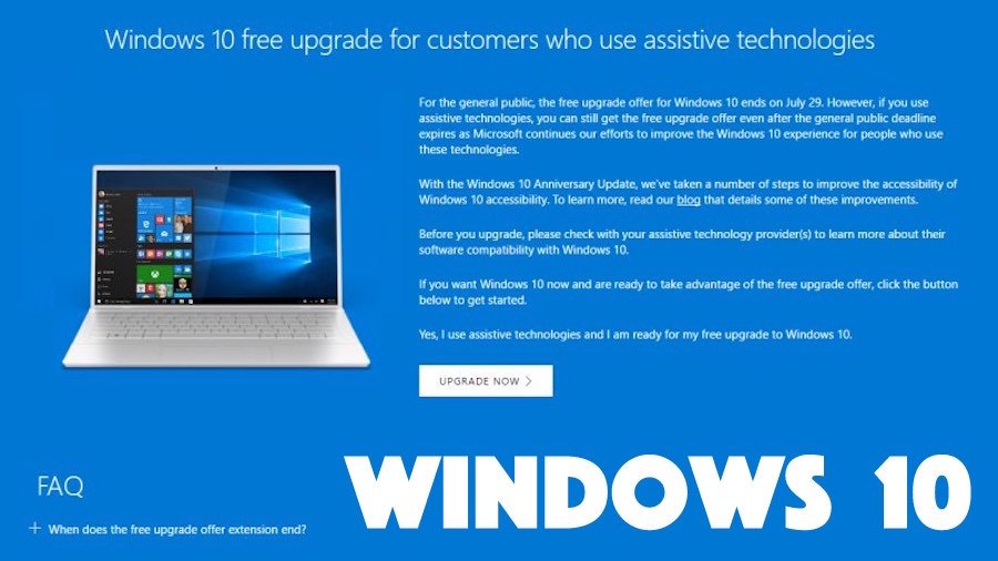 windows 10 free assistive tech upgrade