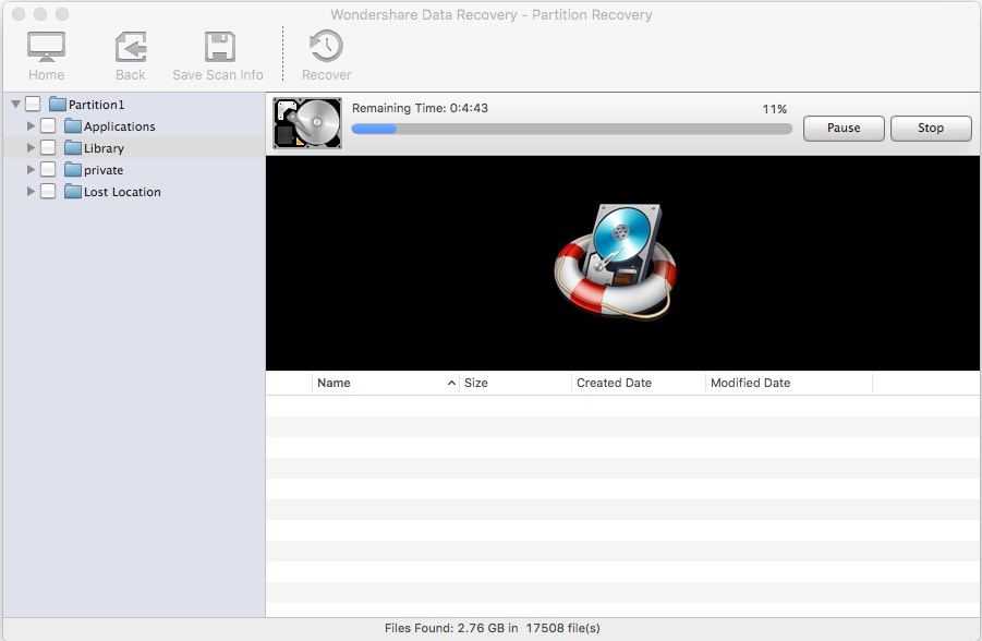 Wondershare Data Recovery - Partition Recovery In Progress