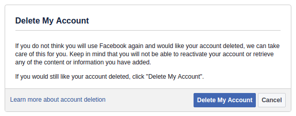 facebook account delete