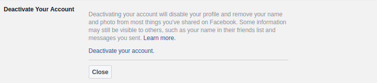 facebook account deactivate