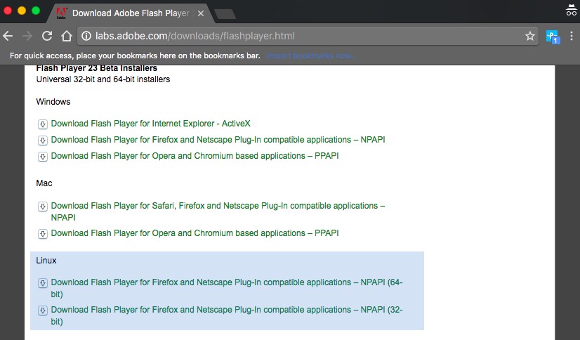 flash player beta for linux