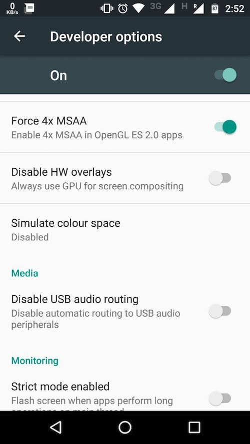 force 4x msaa in opengl es 2.0 apps