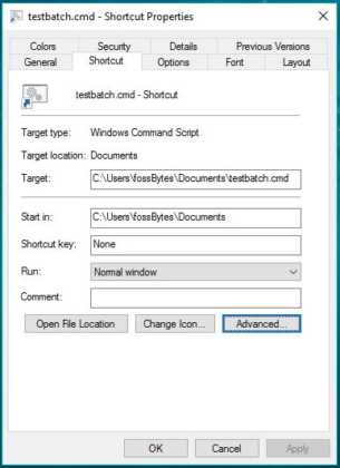 run as administrator windows 10 batch file