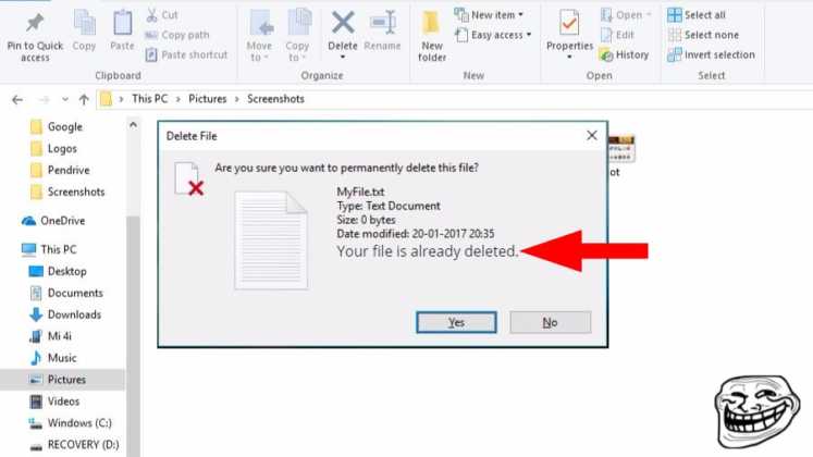 how to delete file on windows 10