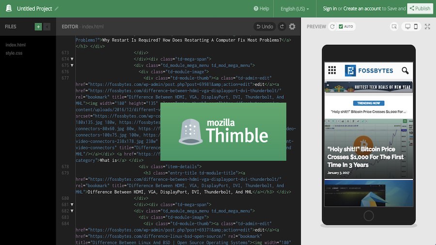 Learn HTML, CSS, And JavaScript With Mozilla's "Thimble ...