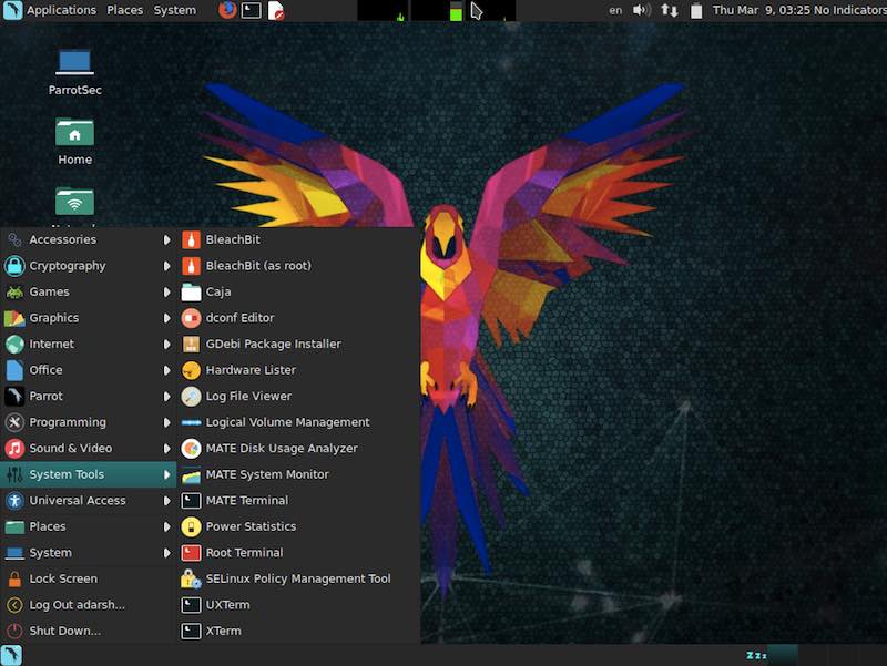 parrot security os bugs