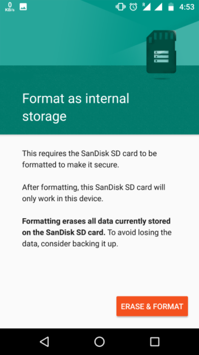 android 5 sd card as internal storage