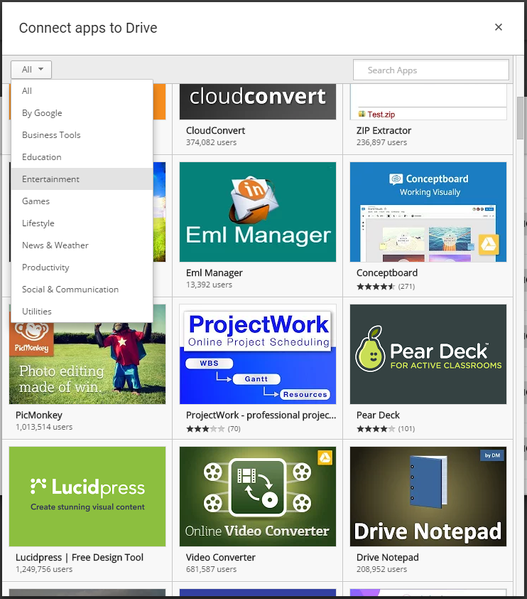 manage apps in google drive