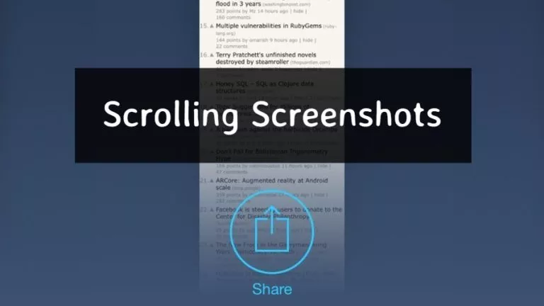 Scrolling screenshots Android iOS