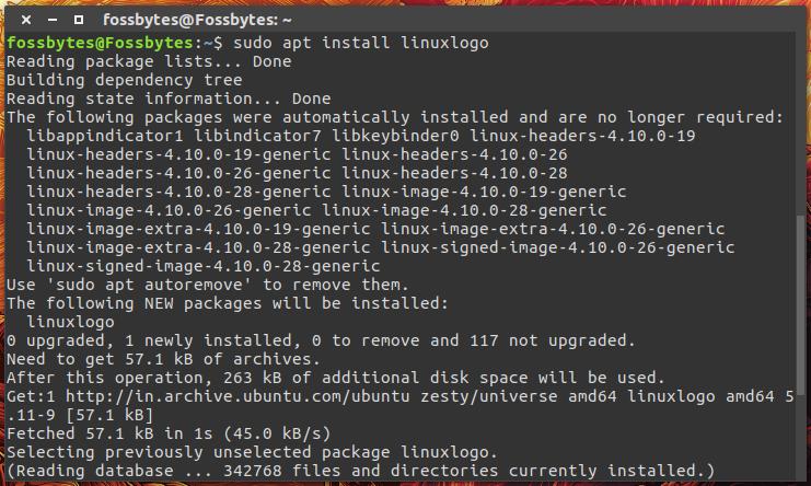 linuxlogo installation ubuntu