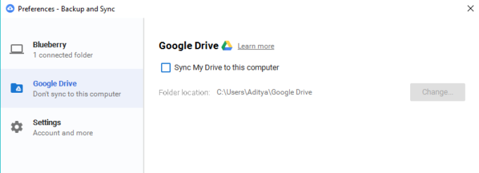 uninstall backup and sync google drive