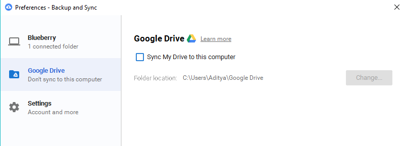 quit backup and sync google drive