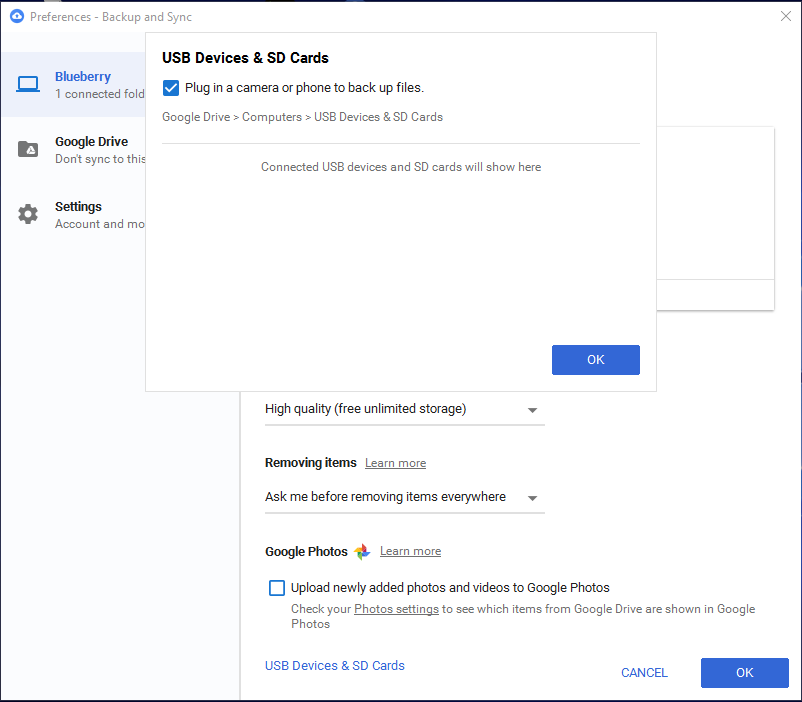 backup and sync from google different from google drive