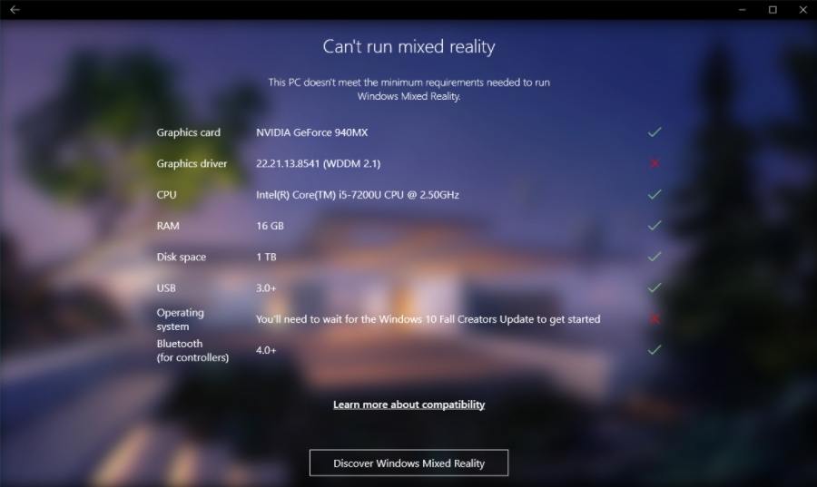 Windows Mixed Reality PC Check2