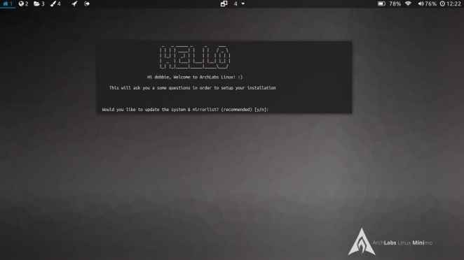 al-hello archlabs linux