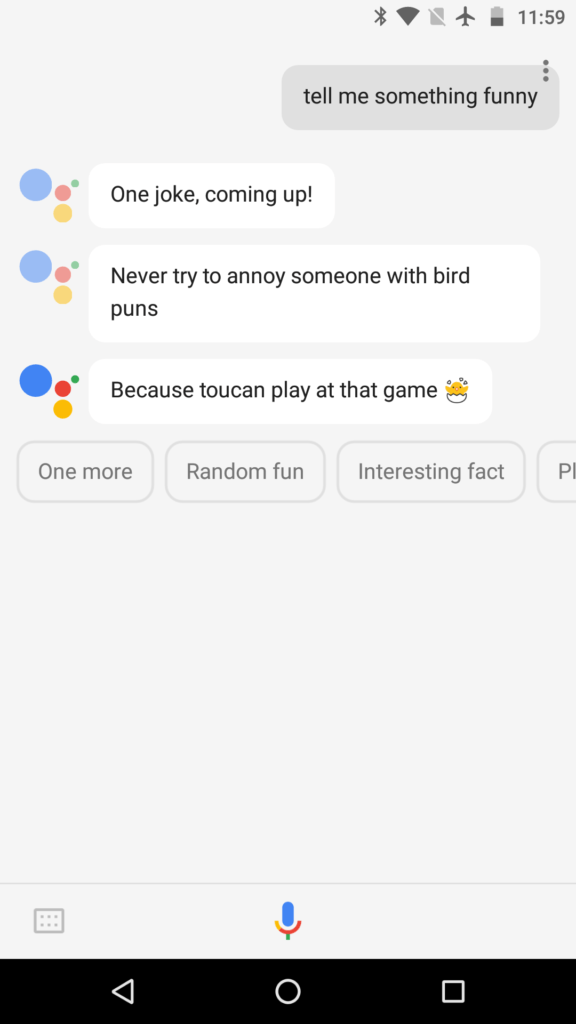 tell me something funny google assistant commands
