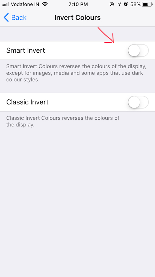 ios 11 dark mode invert colors