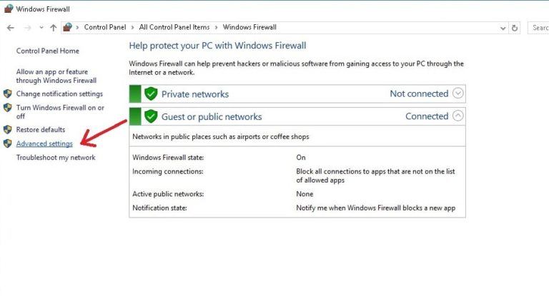 firewall blocking internet connection windows 7