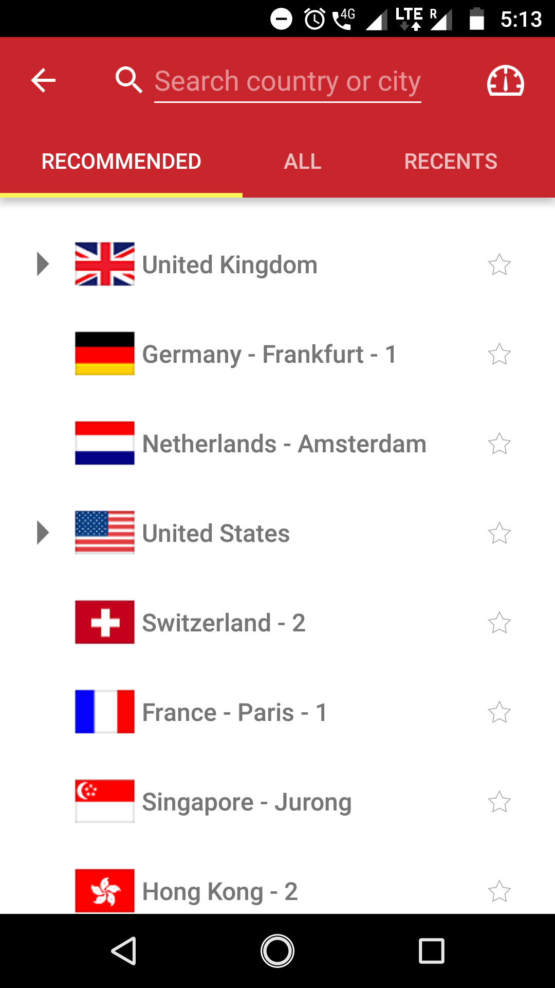 ExpressVPN Android change countries