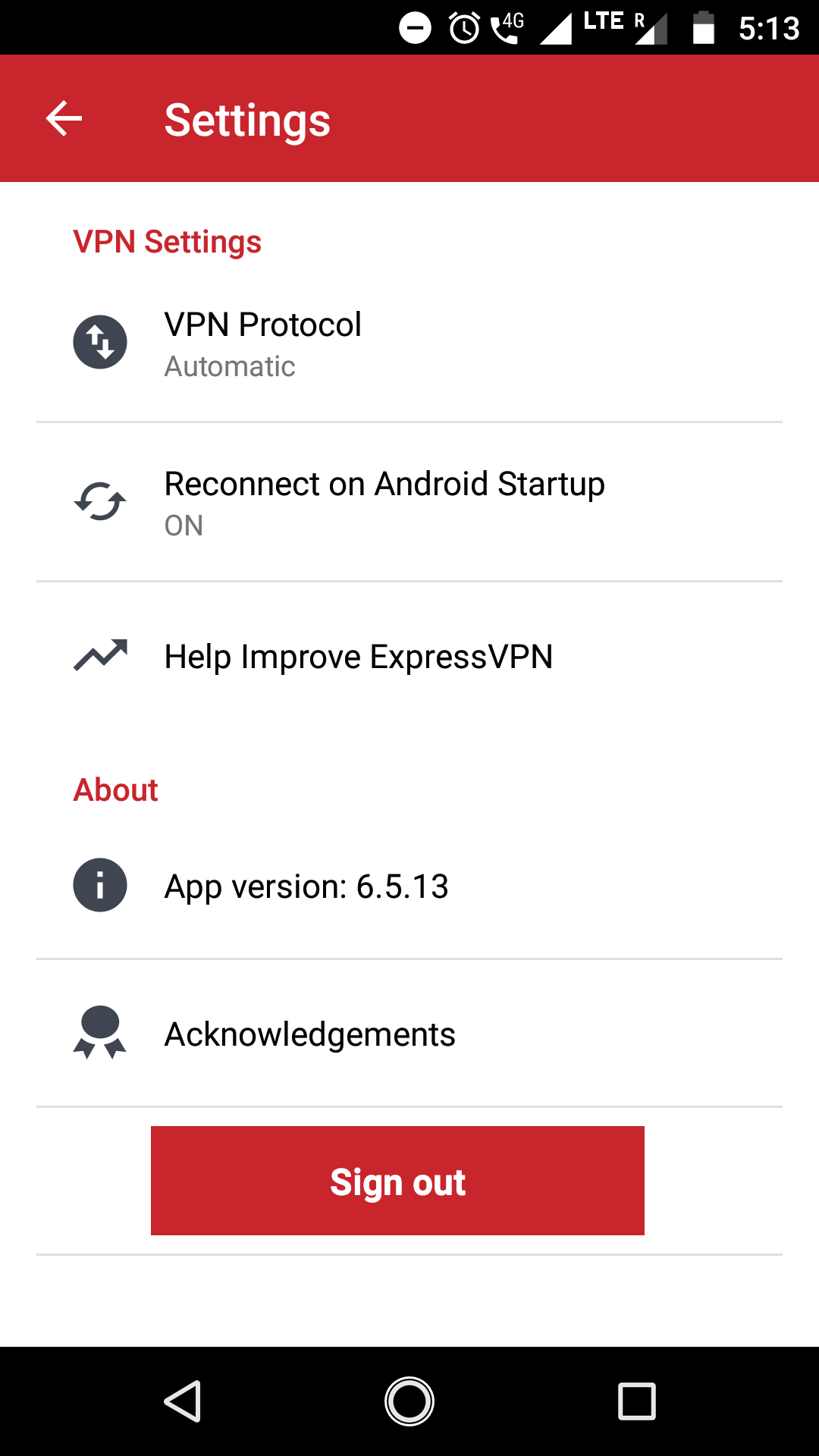 ExpressVPN Android settings