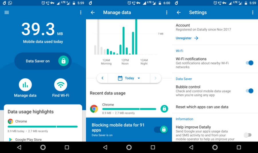 Save Android Mobile data datally 1