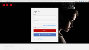 Netflix email scam login screen