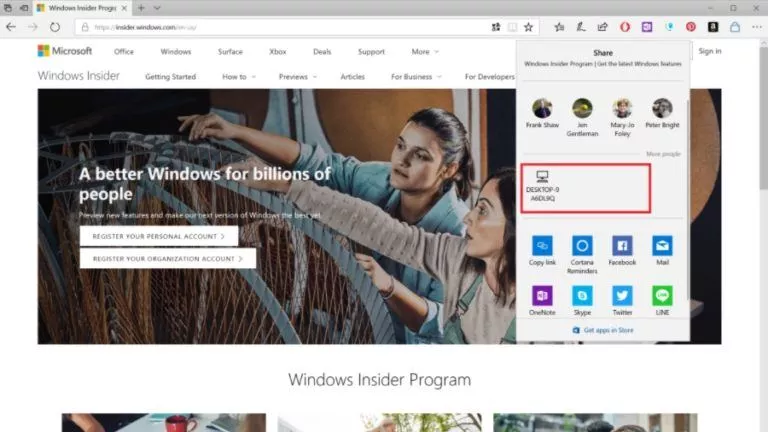 Windows 10 file sharing near share