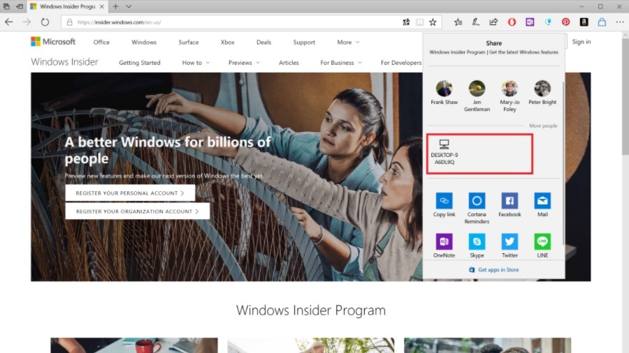 Windows 10 file sharing near share