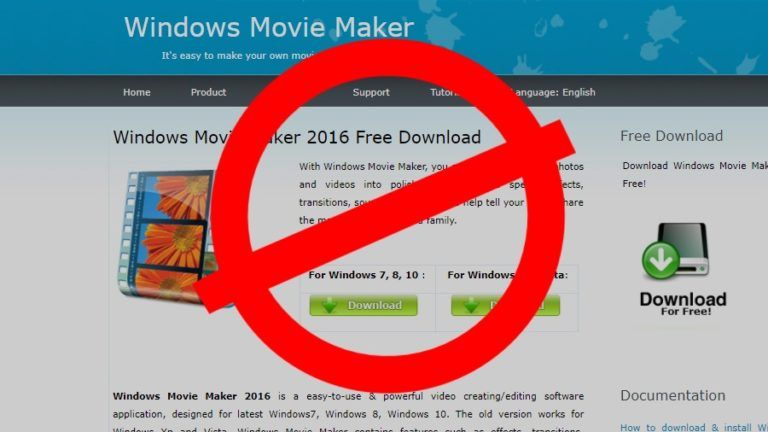 Windows movie maker scam main