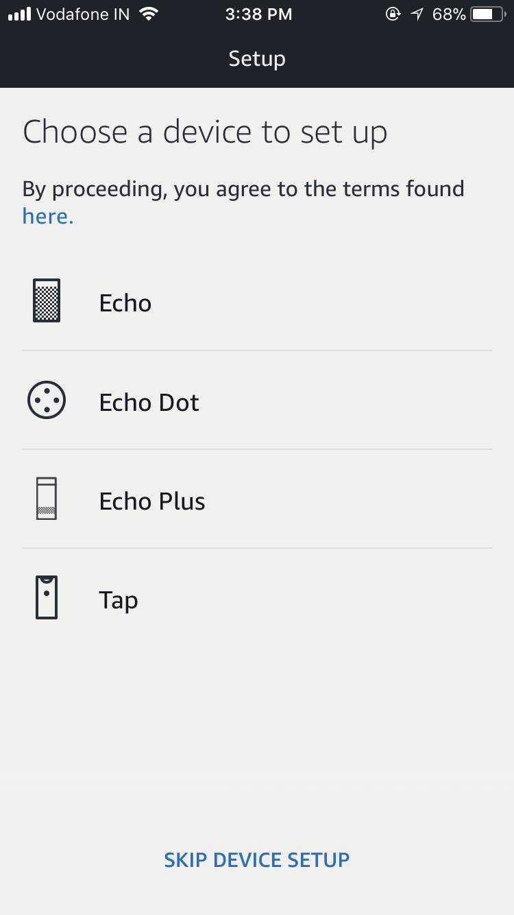 amazon echo setup choose device