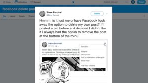 delete post option not in facebook