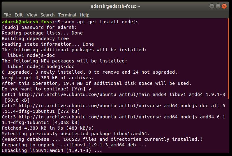 install nodejs npm ubuntu