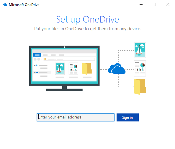 onedrive setup screen