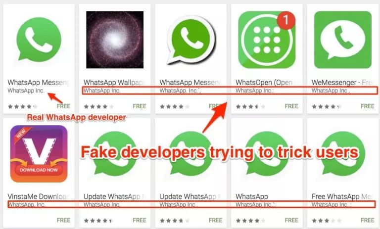 whatsapp fake app on play store
