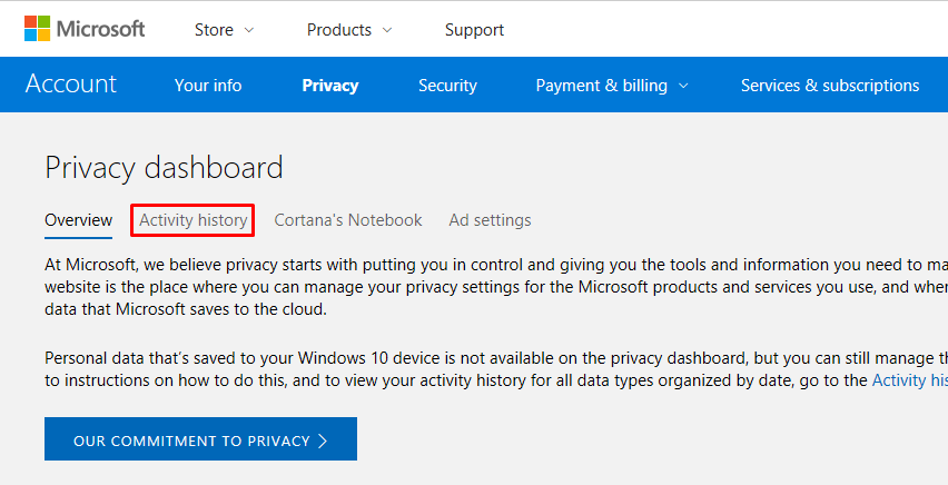 Delete Windows 10 Activity History 2