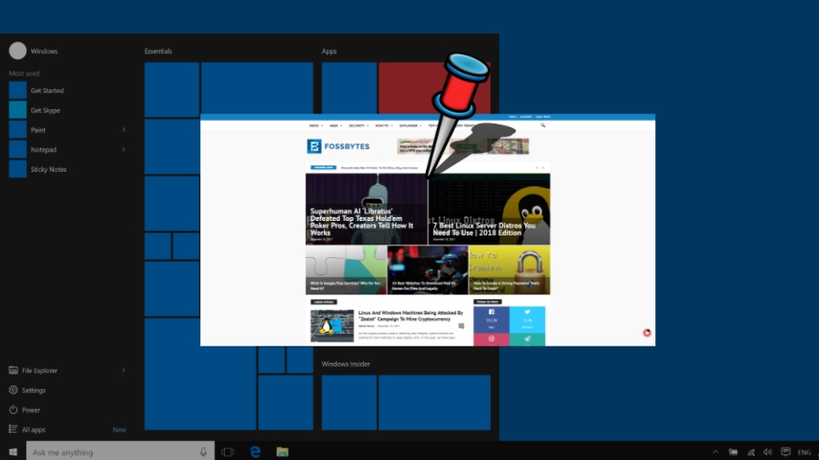 Pin a website to the taskbar windows 10 main