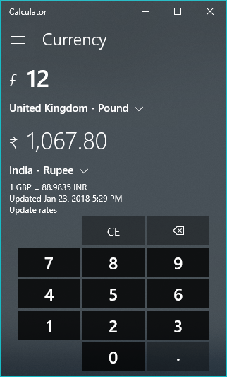 Use Windows 10 Currency Converter3