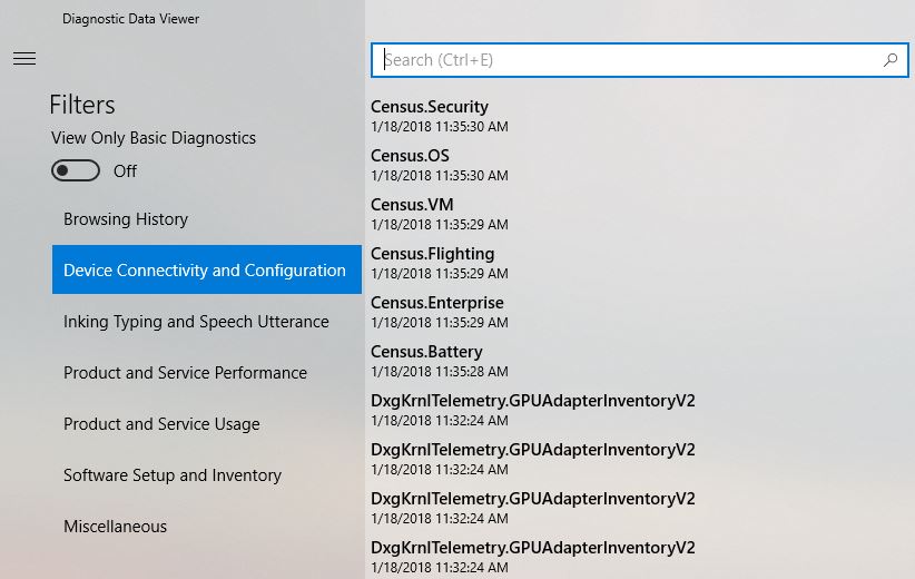 Windows 10 Diagnostic Data Viewer 2