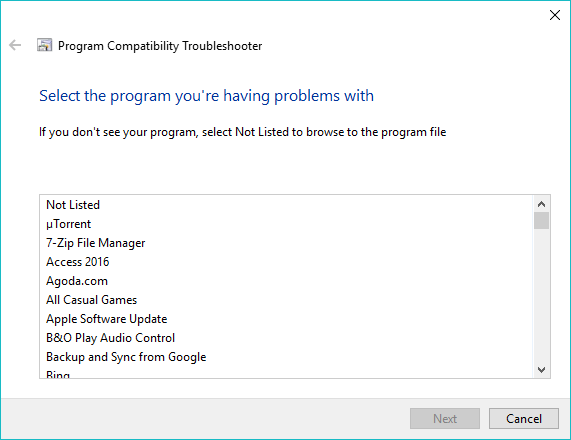 Windows 10 Troubleshooting tools 13 program compatibility