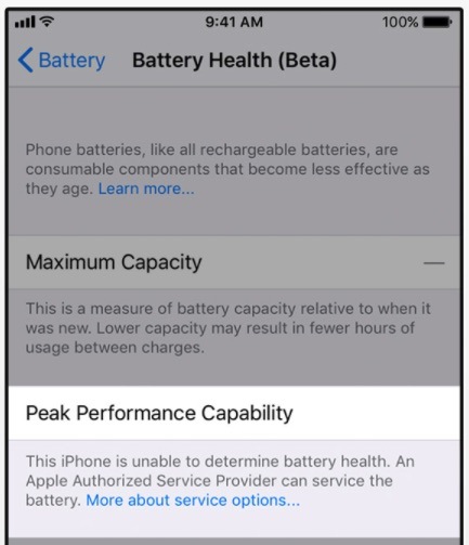 iphone battery health unknown