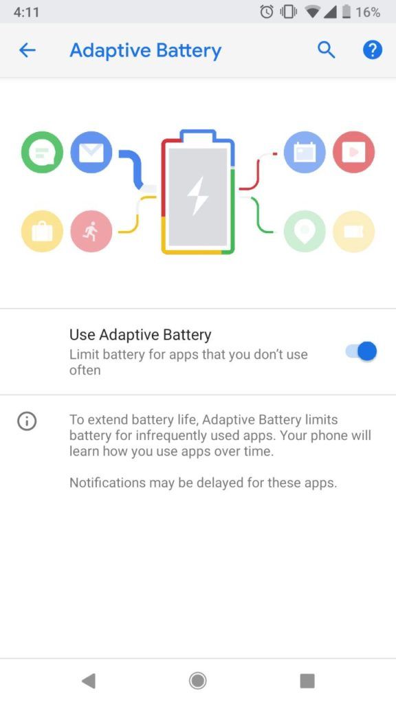 Adaptive Battery in Android p