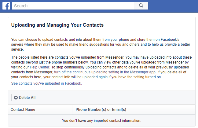 Delete Contacts Stored On Facebook