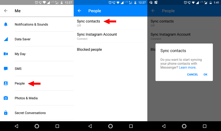 Now, you need to tap Sync Contacts to turn off continuous uploading. 