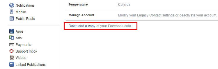 Download Facebook Data Archive 2