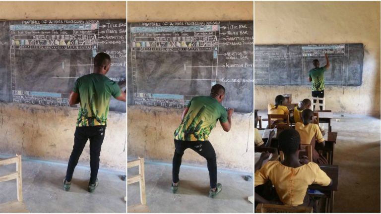 Ghana Teacher Draws Microsoft Word