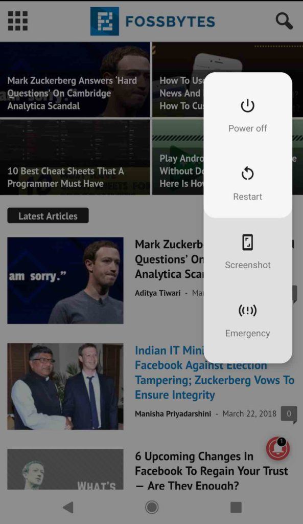 Screenshot Button Android P