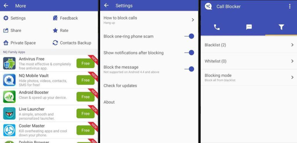 Call Blocker Free filter for spam calls on android