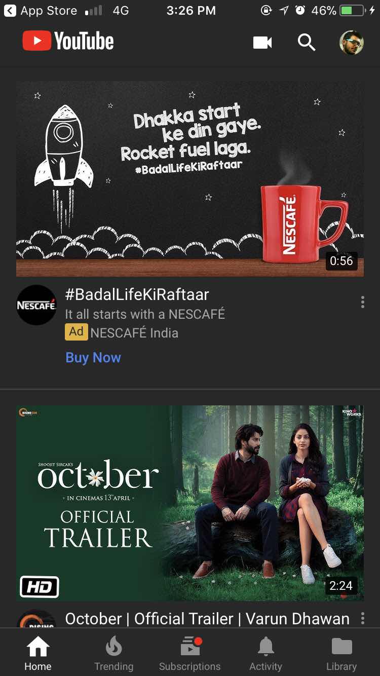 youtube dark mode home page