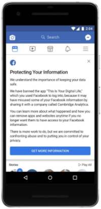 Facebook data leak notification 1