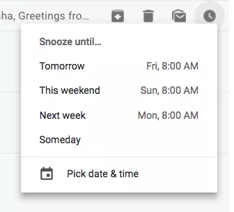 Snooze mail on Gmail